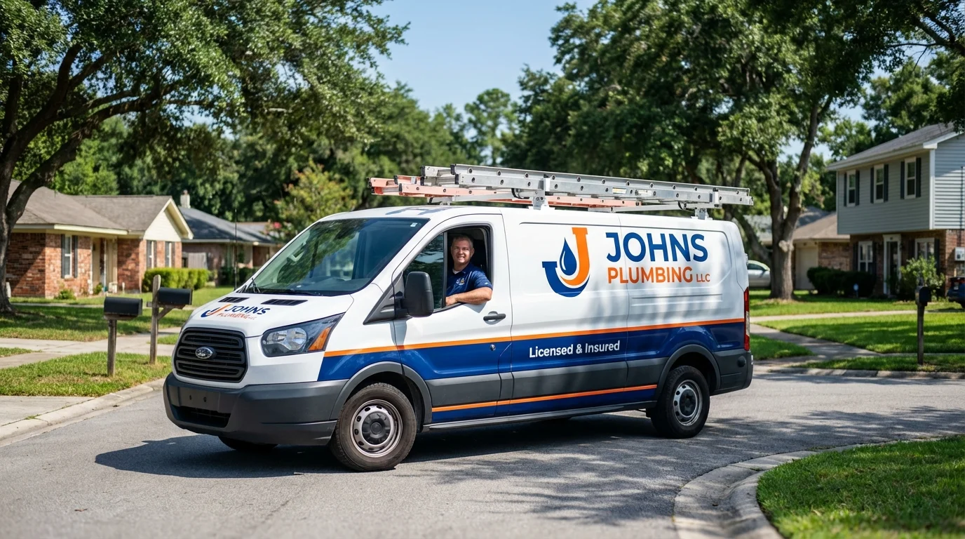 Johns Plumbing LLC service van in Greensboro, NC