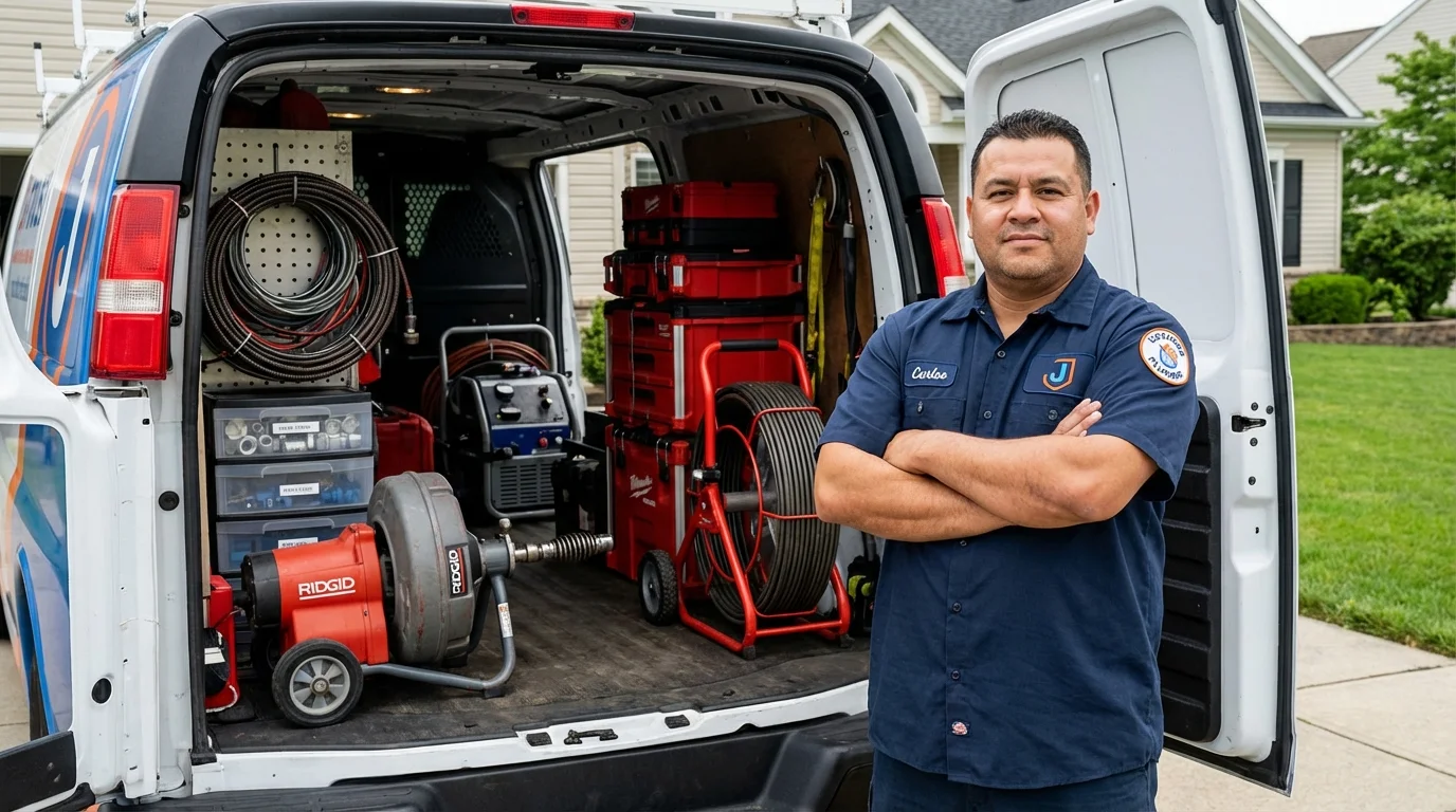 Professional drain cleaning equipment and Johns Plumbing LLC plumber in Greensboro